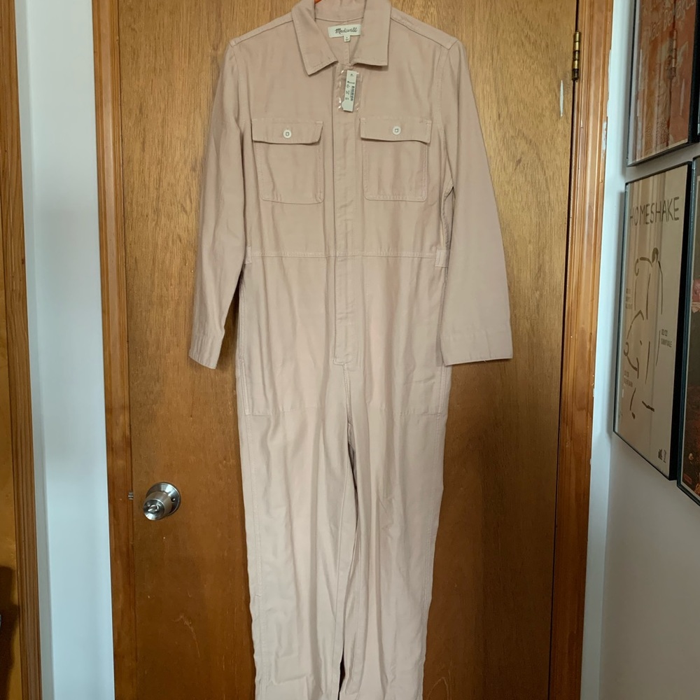 NWT Garment-Dyed Zip-Front Coverall Jumpsuit Small S Avalon Pink